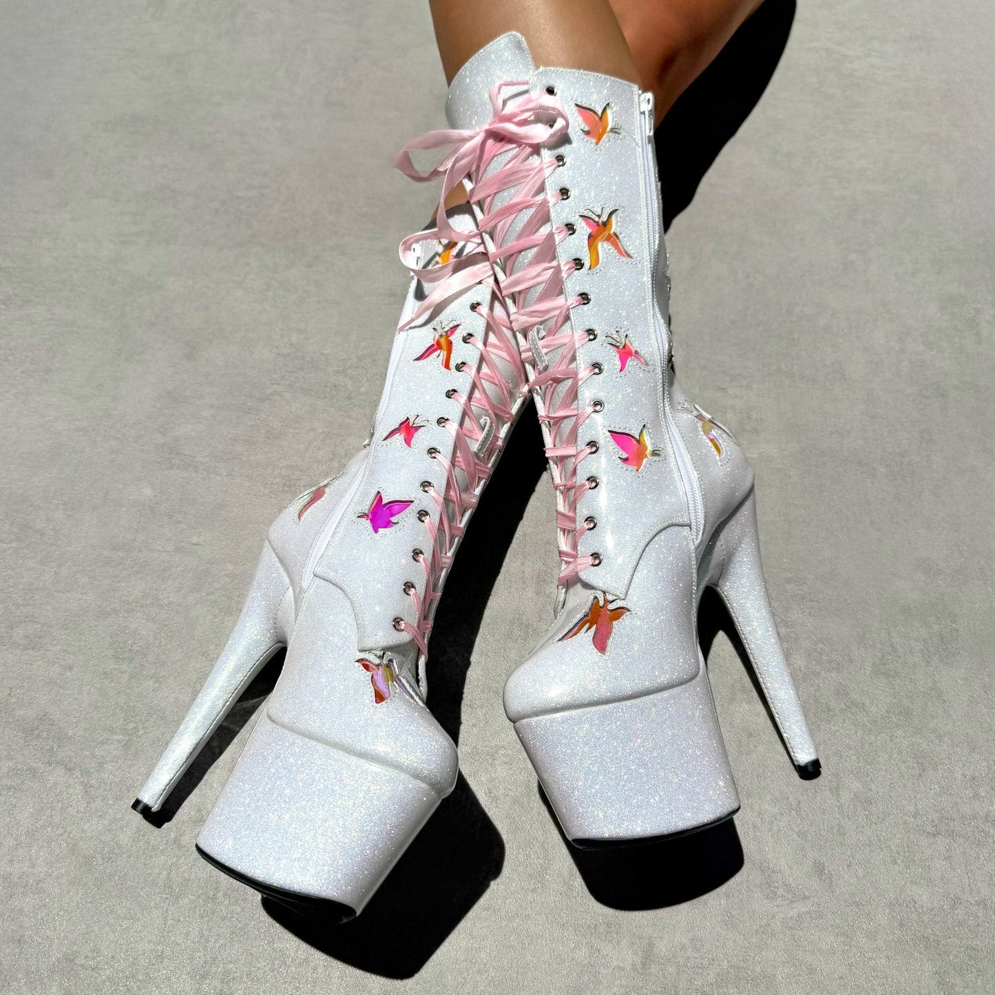 The Glitterati Butterfly Boot - Snow Kween - Wide Fit - 7INCH