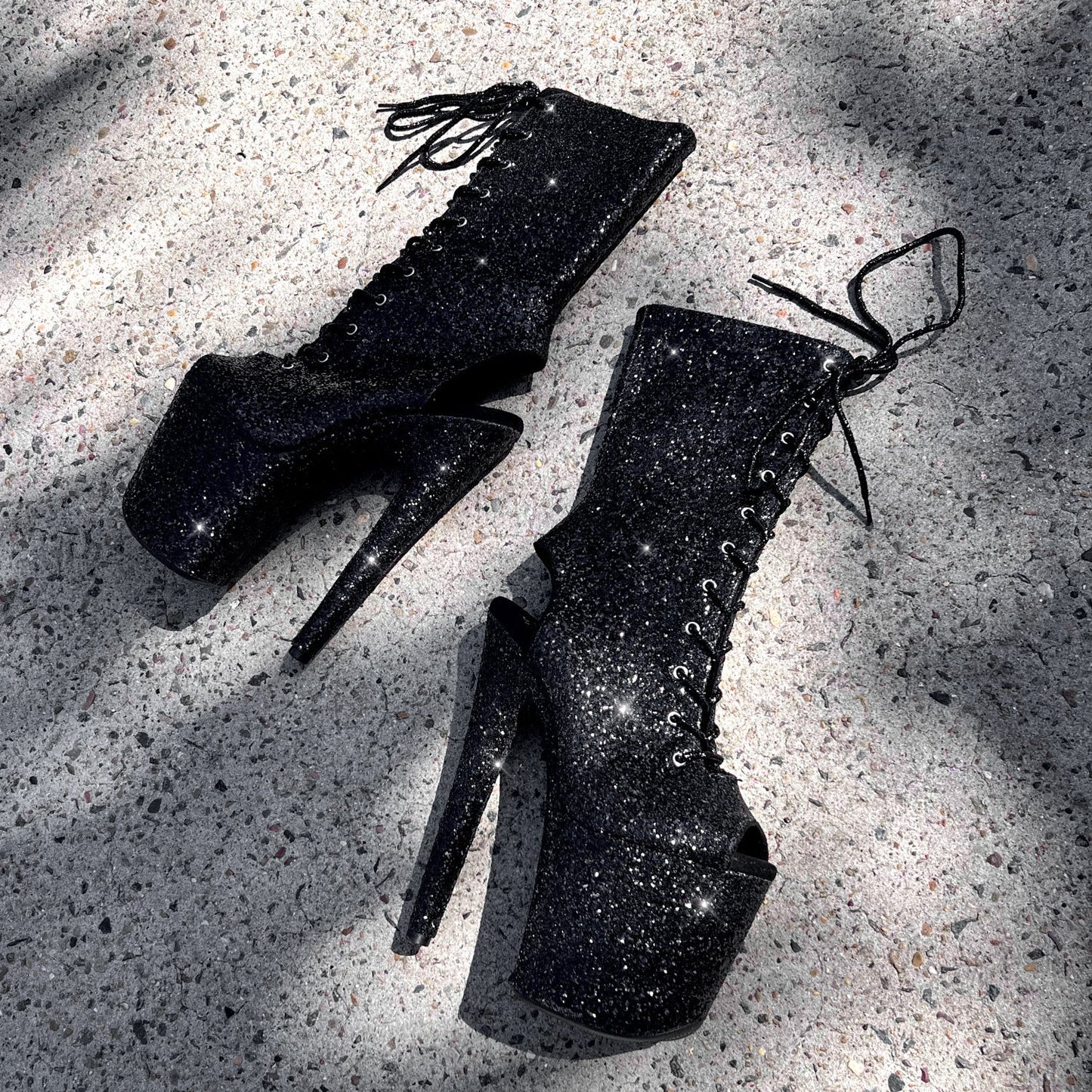 The Glitterati Xtra - OHOT Wide Fit Boot - BLACK CAVIAR - 8INCH