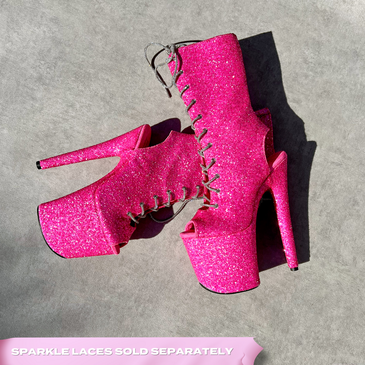 The Glitterati Xtra - OHOT Boot - Kitty Pink - 8INCH - Wide Fit