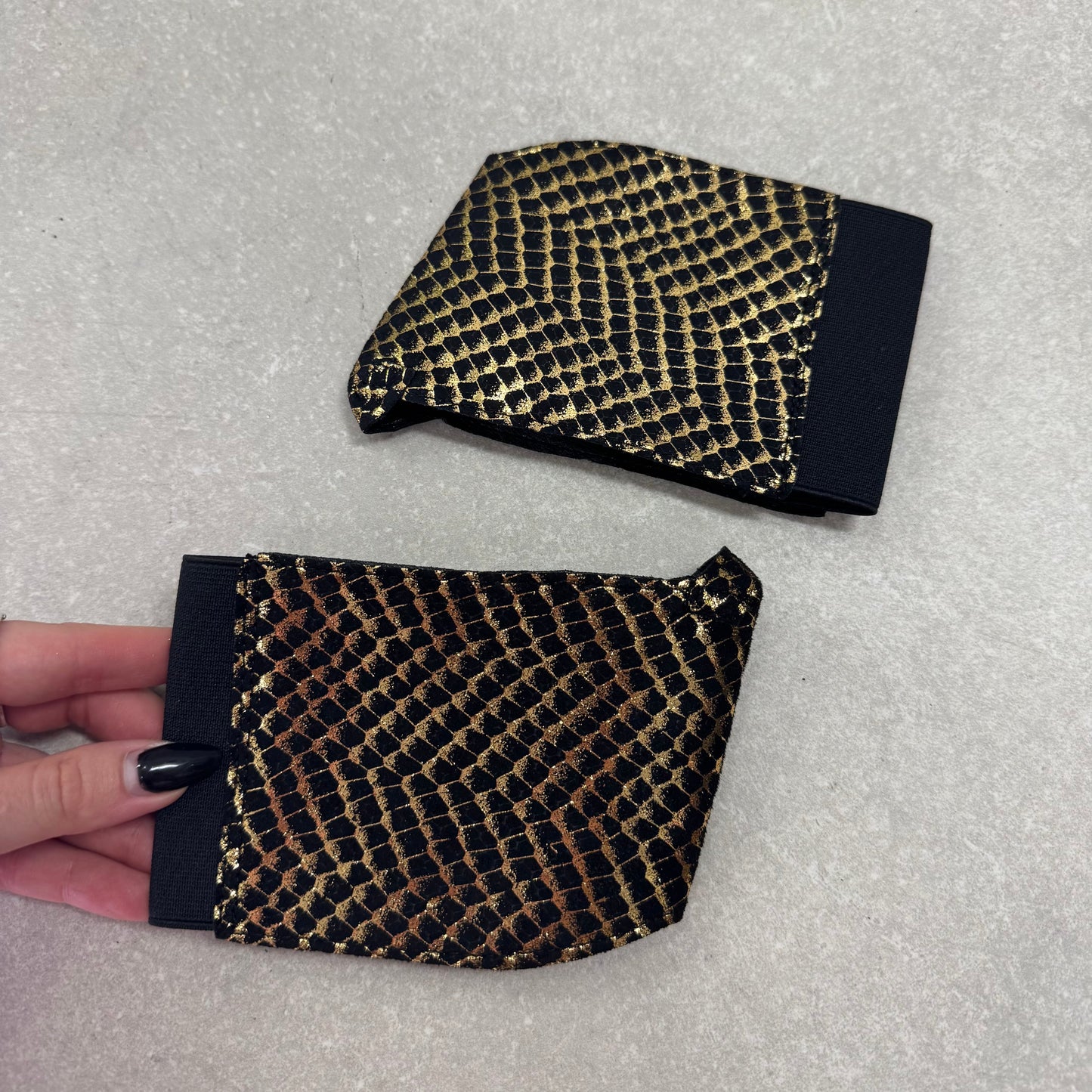 Stiletto / Open Toe Shoe Protector - Khaleesi Black & Gold - 8 INCH