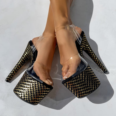 Khaleesi Classic Stiletto - Black & Gold - 7INCH