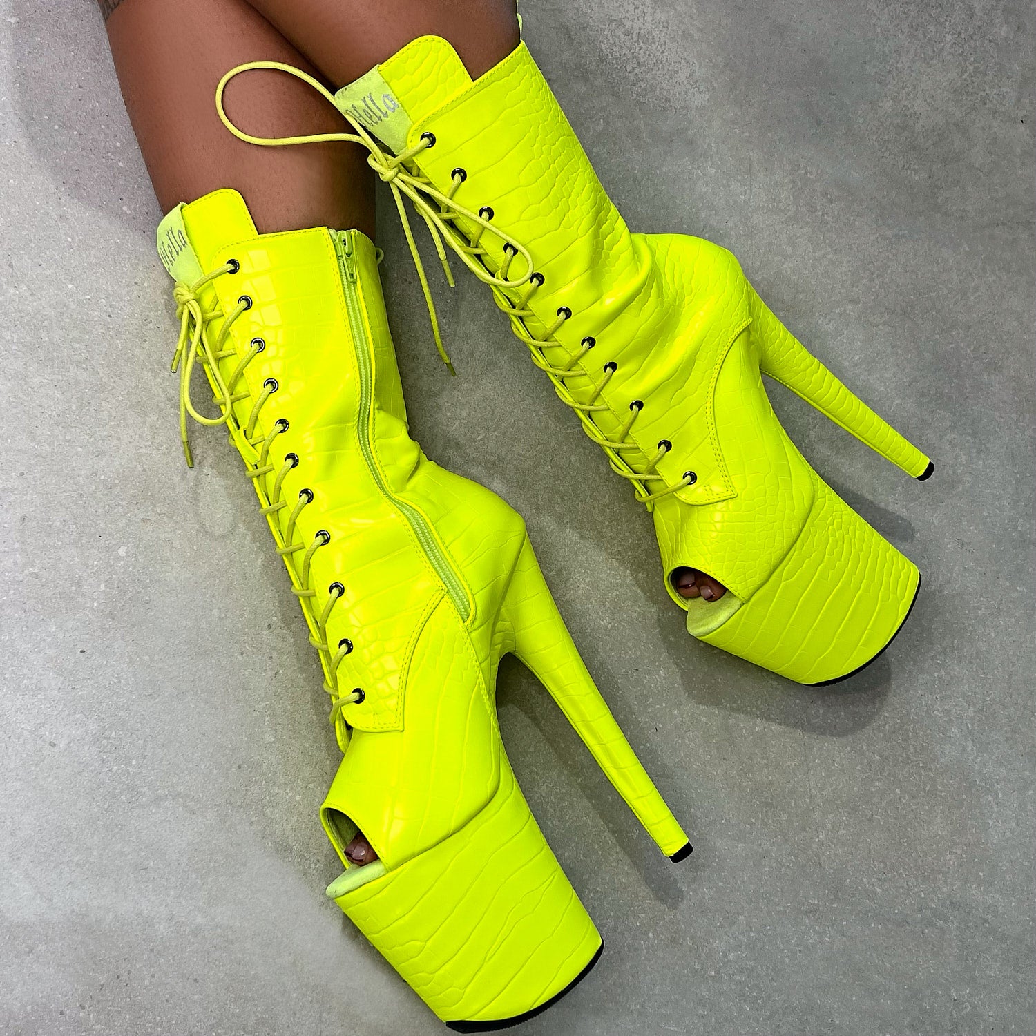 Neon peep discount toe boots