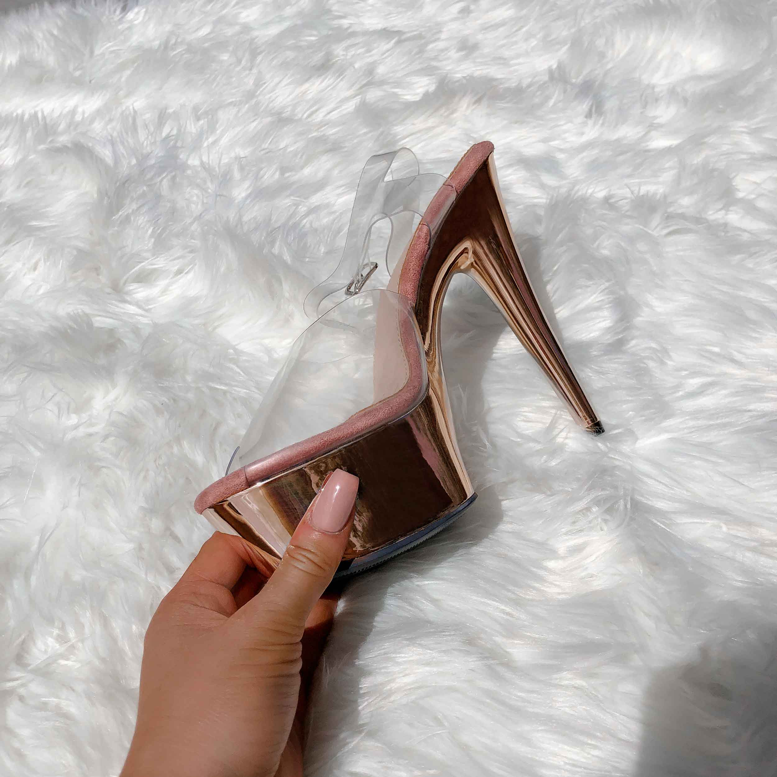 Rose gold clearance peep toe heels