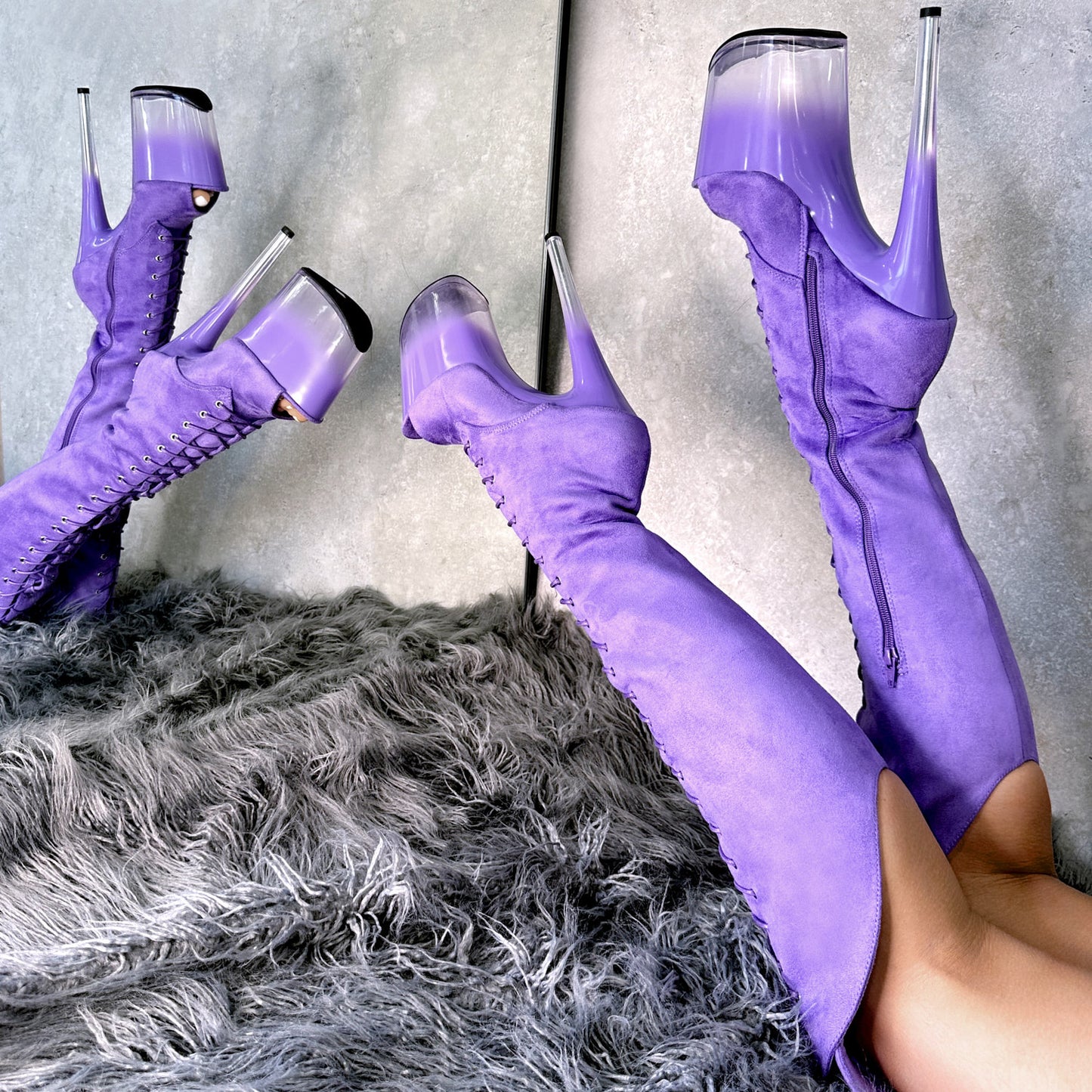 Purple Ombre Open Toe Over Knee Boot - 8INCH - Old Style - Check description