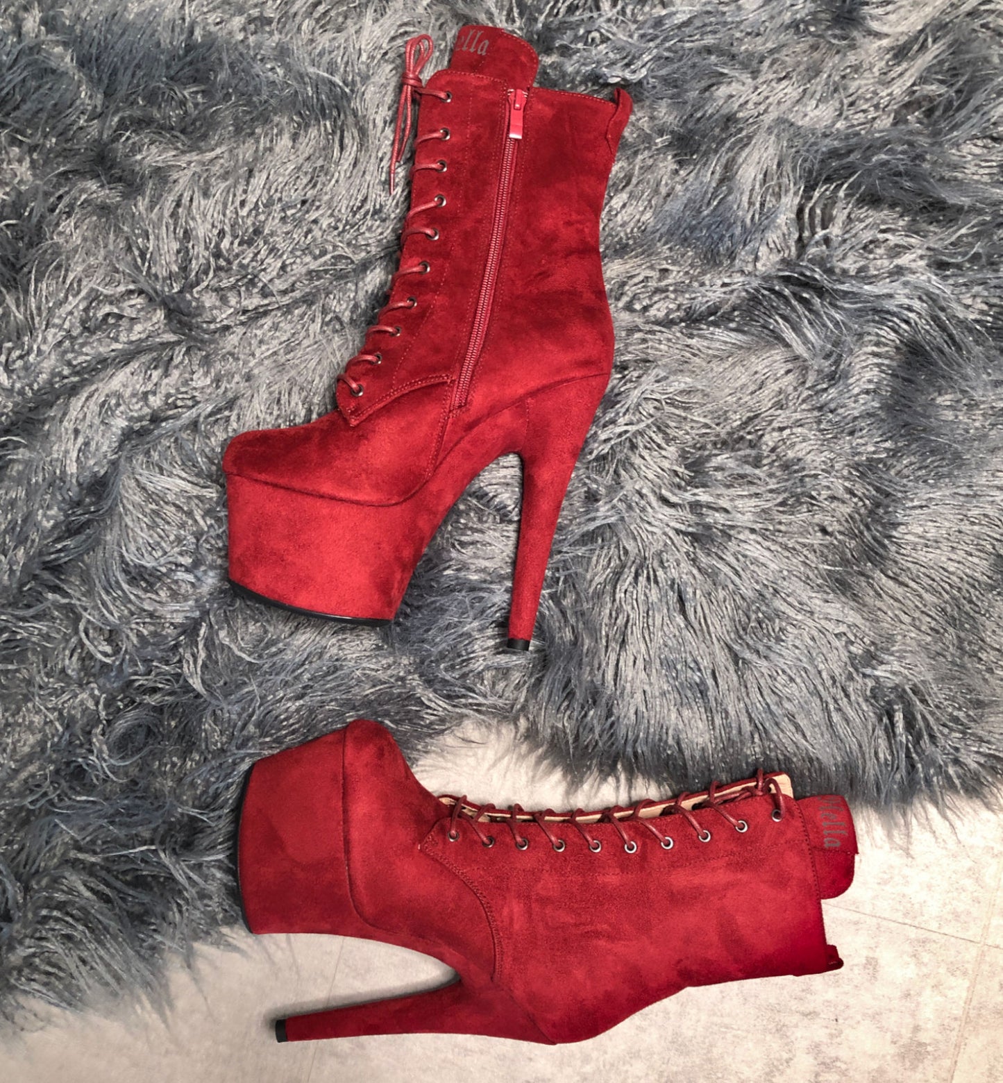 BabyDoll Dark Red - 7 INCH, stripper shoe, stripper heel, pole heel, not a pleaser, platform, dancer, pole dance, floor work