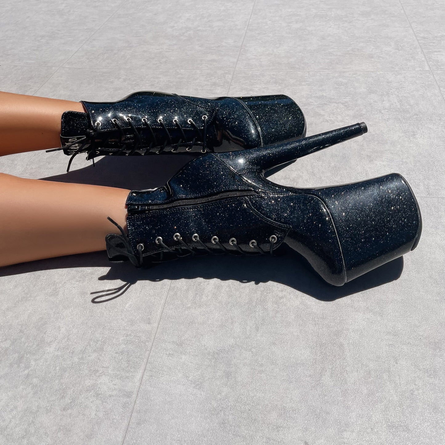 The Glitterati Ankle Boot - Sin City - 8 INCH, stripper shoe, stripper heel, pole heel, not a pleaser, platform, dancer, pole dance, floor work