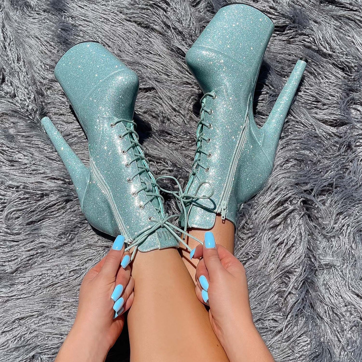 The Glitterati Ankle Boot - Ice Ice Baby - 8 INCH