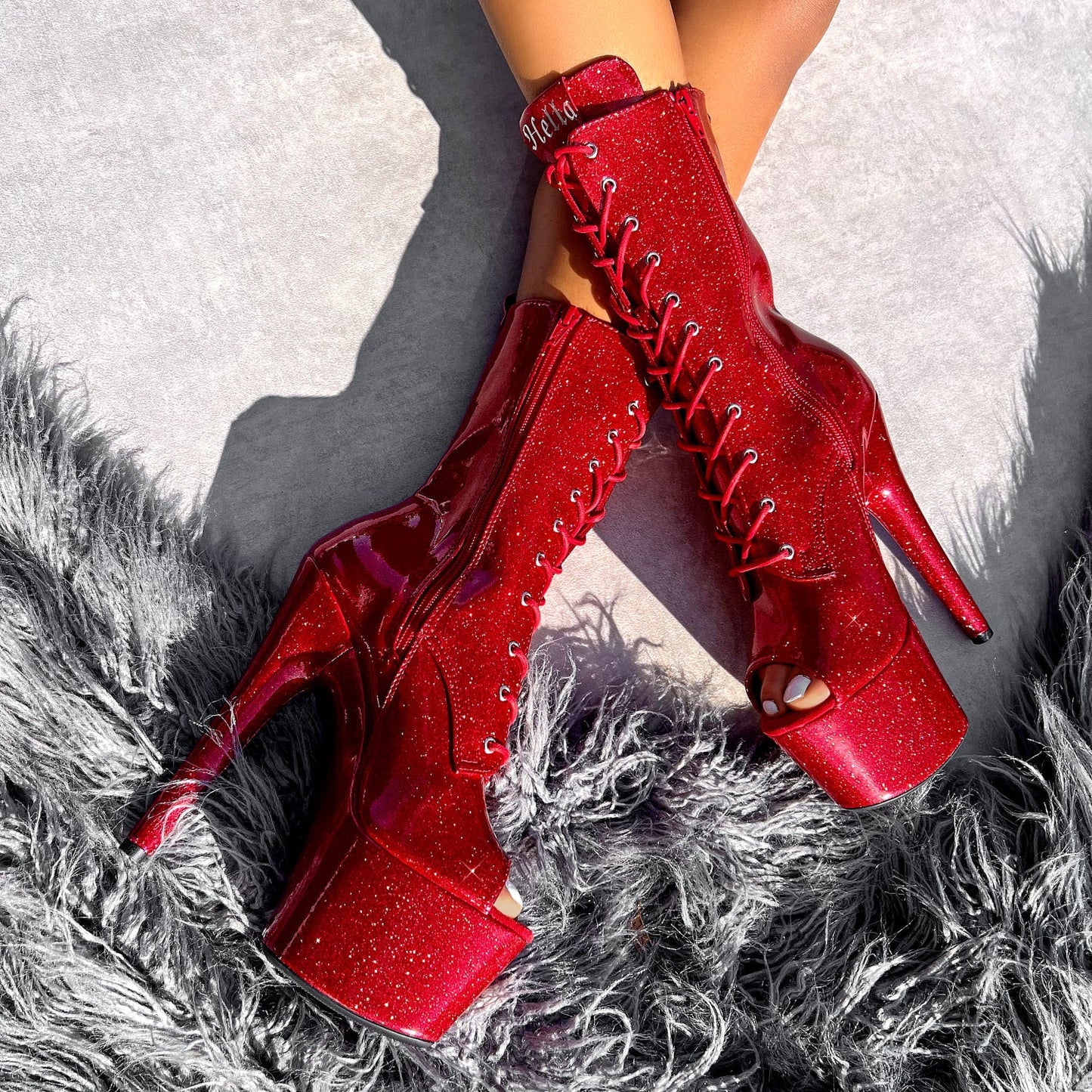 The Glitterati Open Toe Boot - Kansass - 7 INCH, stripper shoe, stripper heel, pole heel, not a pleaser, platform, dancer, pole dance, floor work