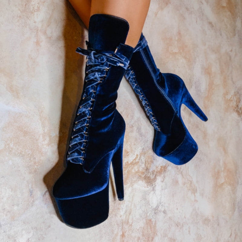 BabyDoll Velvet Old Money - 7 INCH, stripper shoe, stripper heel, pole heel, not a pleaser, platform, dancer, pole dance, floor work