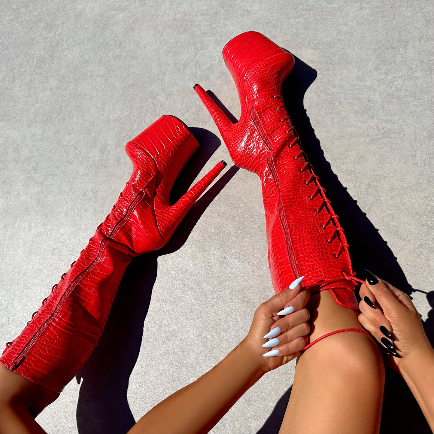 Out for Blood - Knee Boot - 8INCH, stripper shoe, stripper heel, pole heel, not a pleaser, platform, dancer, pole dance, floor work