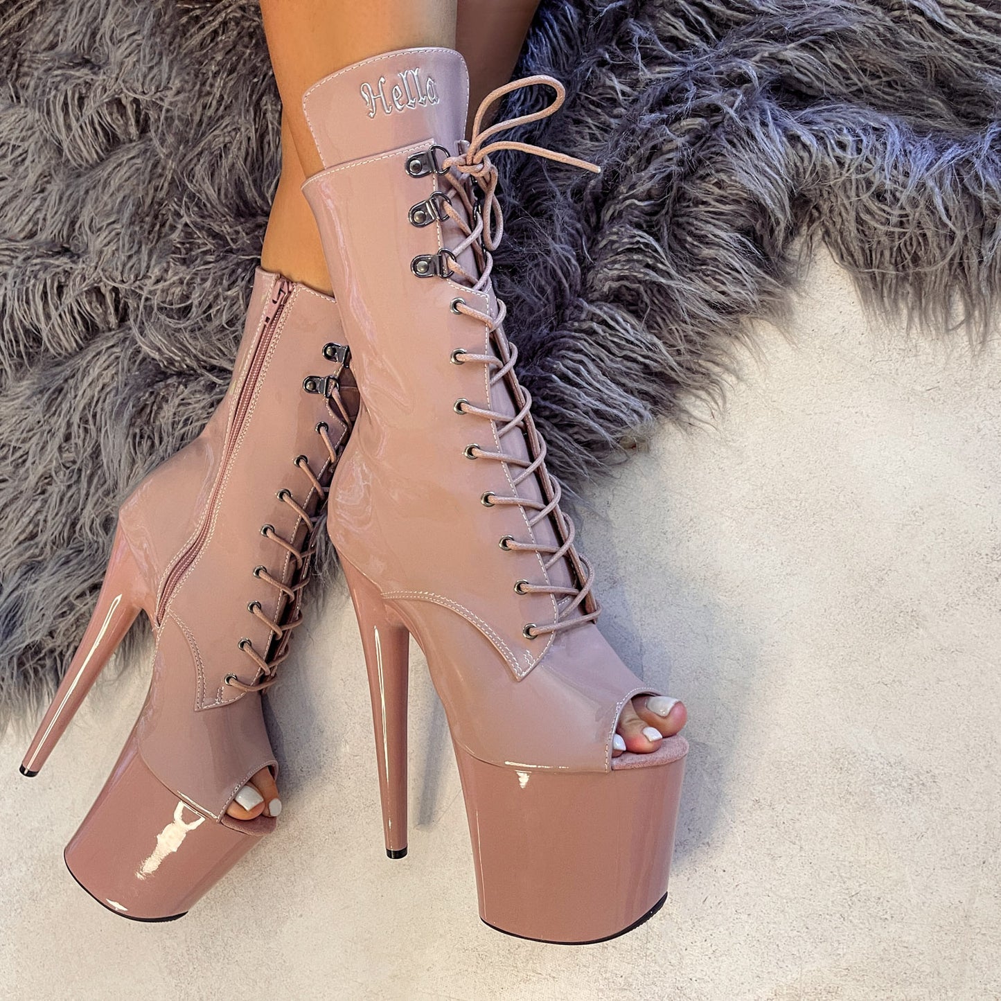 LipKit Open Toe Boot - Boujee - 8 INCH, stripper shoe, stripper heel, pole heel, not a pleaser, platform, dancer, pole dance, floor work
