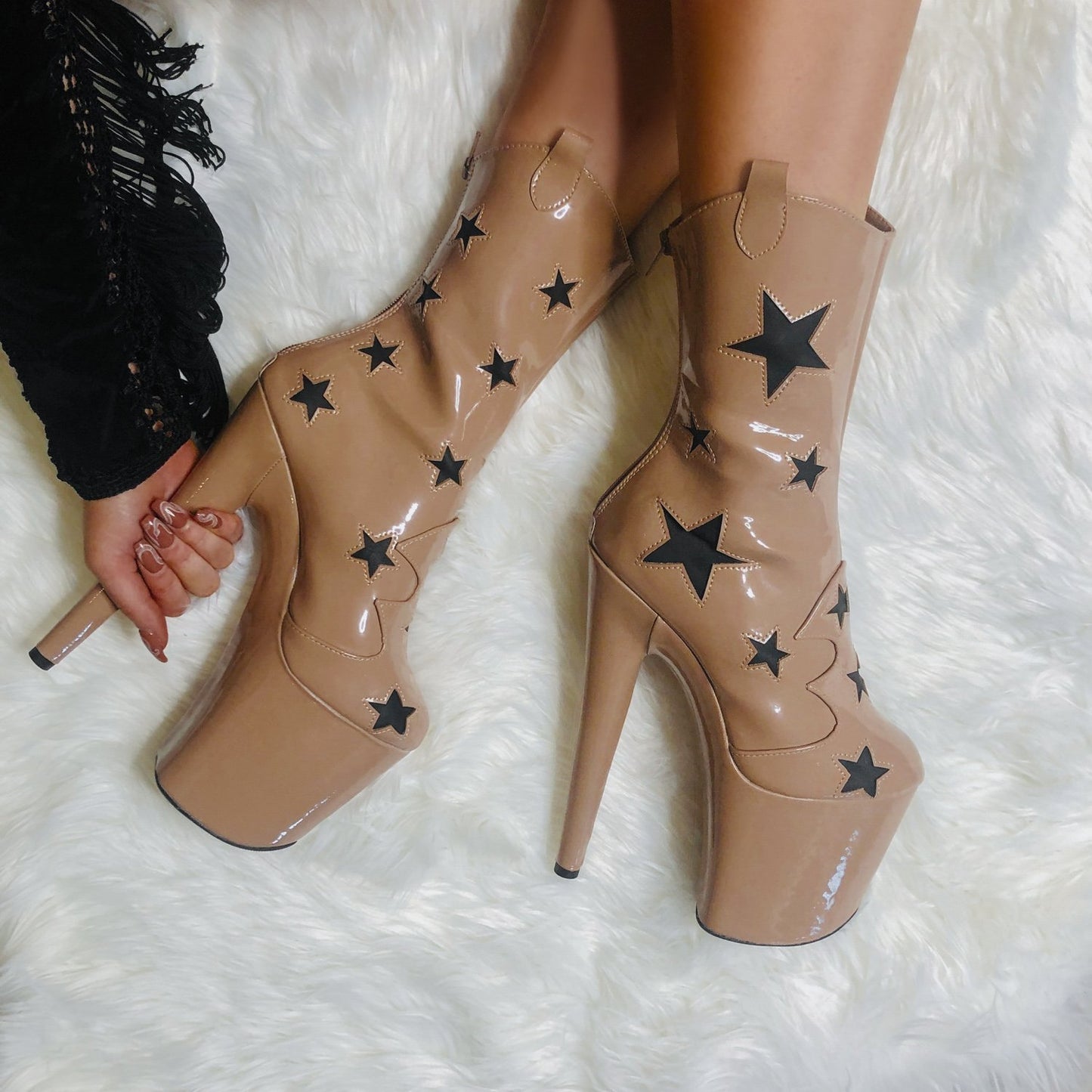 Save A Horse - Tan - 8 INCH, stripper shoe, stripper heel, pole heel, not a pleaser, platform, dancer, pole dance, floor work