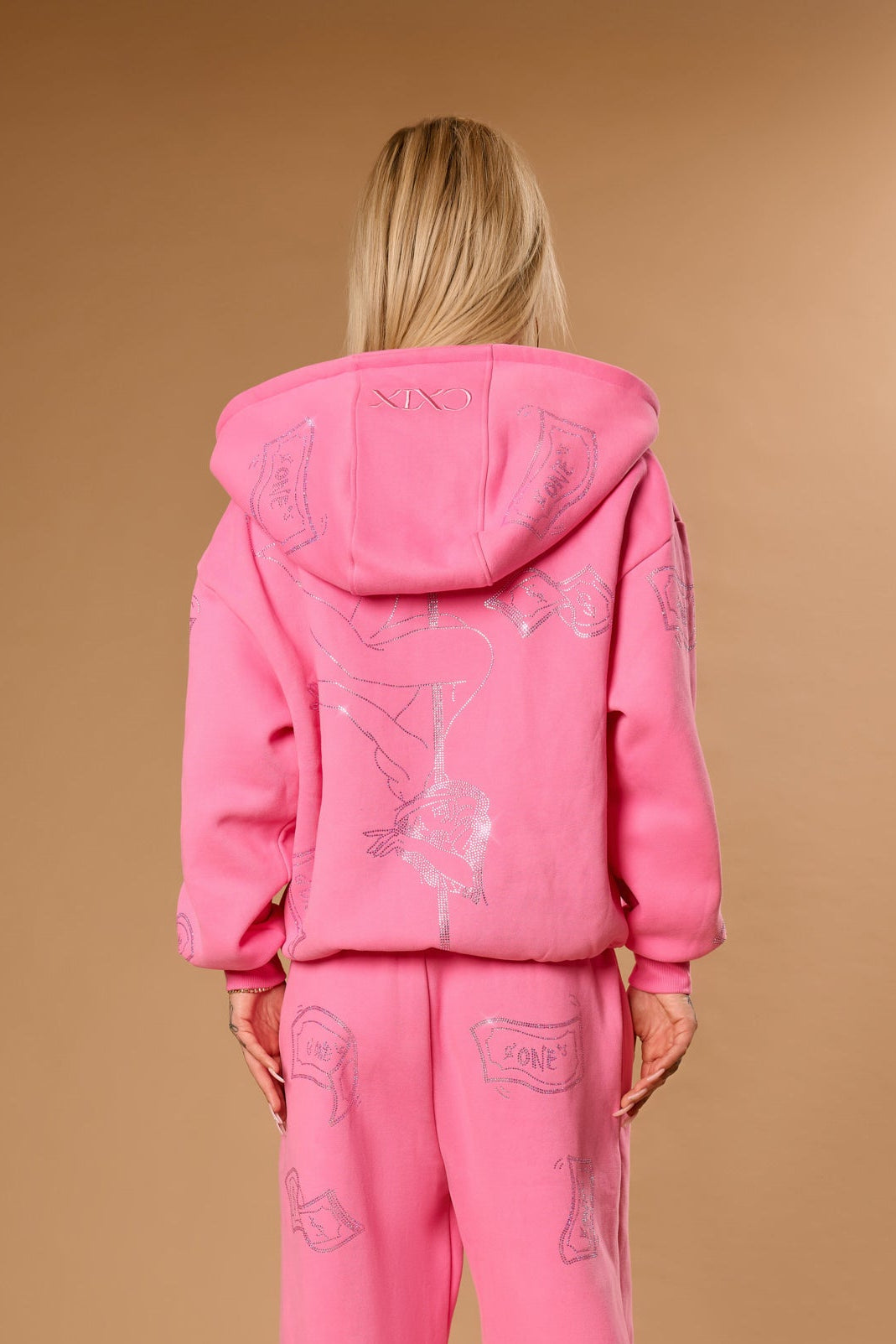 Anime Pole Dancer Zip Up Hoodie - Love of Hustlers Pink Sparkle