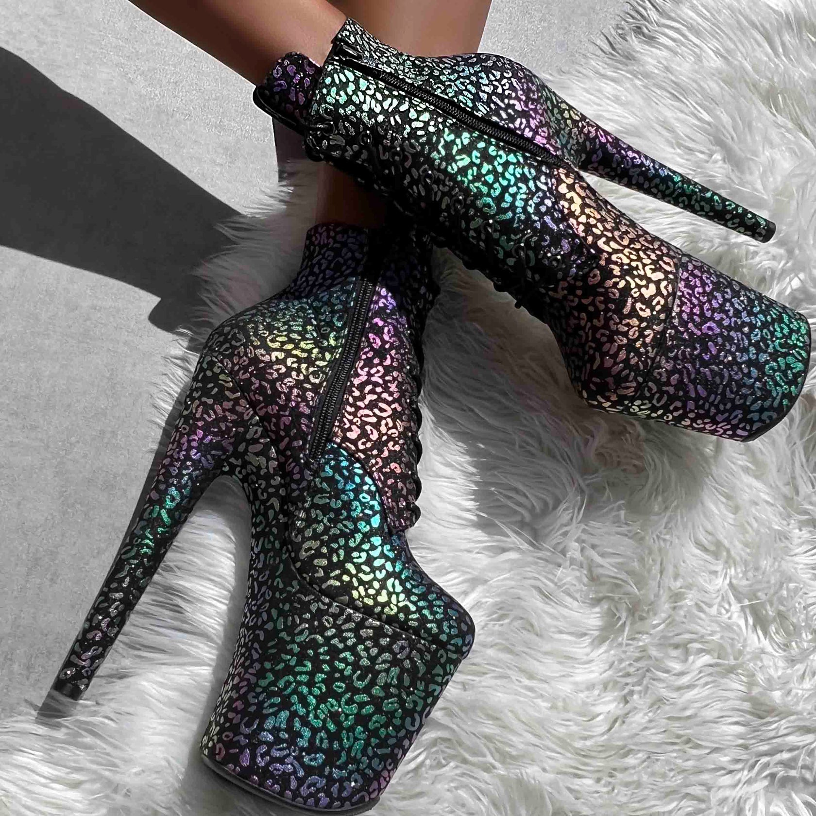Moonlight Leopard Ankle Boot - 8INCH, stripper shoe, stripper heel, pole heel, not a pleaser, platform, dancer, pole dance, floor work