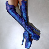 Midnight Mermaid Thigh High Front Lace - 8INCH - Half Zip