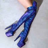Midnight Mermaid Thigh High Front Lace - 8 INCH