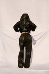 Anime Pole Dancer Zip Up Hoodie - Love of Hustlers Iridescent Blue / Green Sparkle