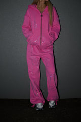 Anime Pole Dancer Zip Up Hoodie - Love of Hustlers Pink Sparkle