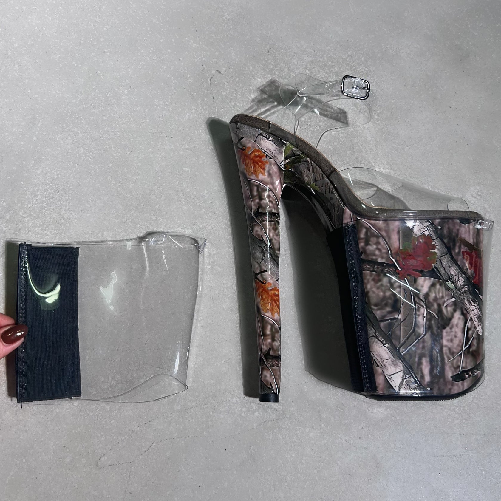 Stiletto & Open Toe Shoe Protectors - Clear & Black - 9 INCH