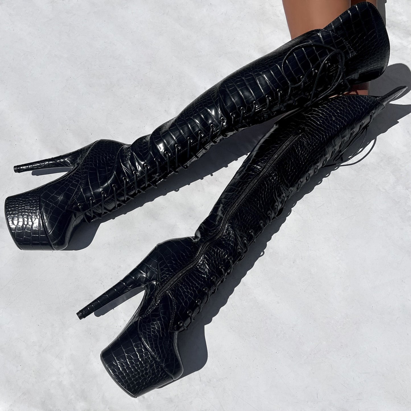 ColdBlooded Black Over Knee Boot - 7INCH