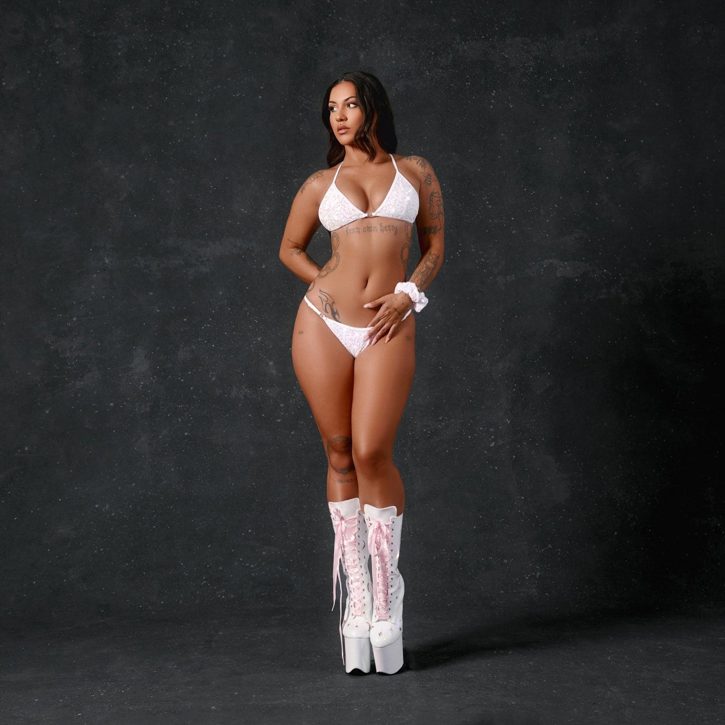 Raver Baby Clasp Bikini Bottoms - Pastels/White