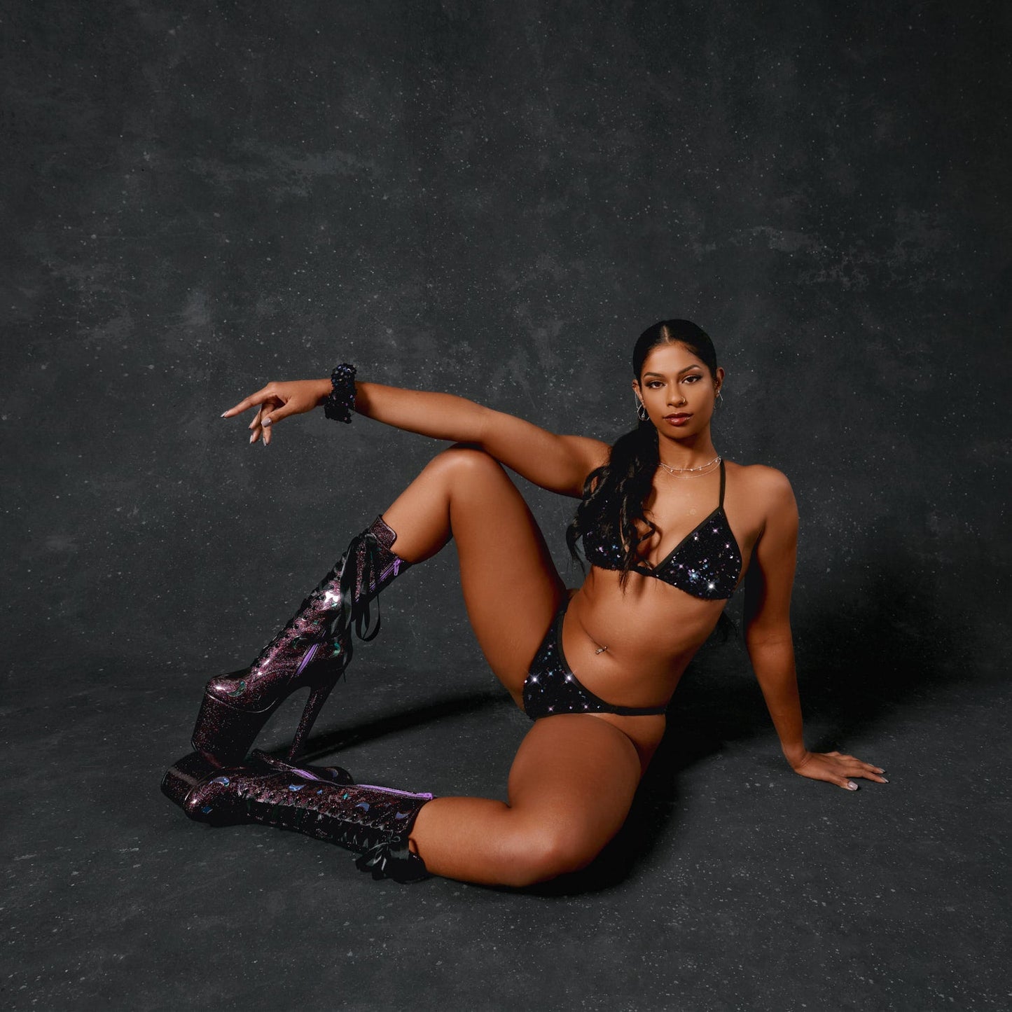 Raver Baby Clasp Bikini Bottoms - Purple/Black