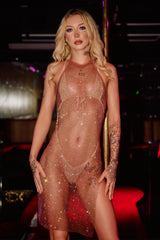 Chocolate - HOAH Diamond-drip Fantasy Choker Dress