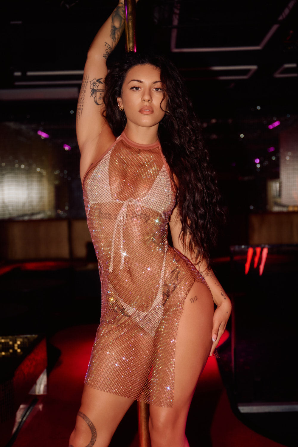 Diamond-drip Fantasy Choker Dress - Chocolate