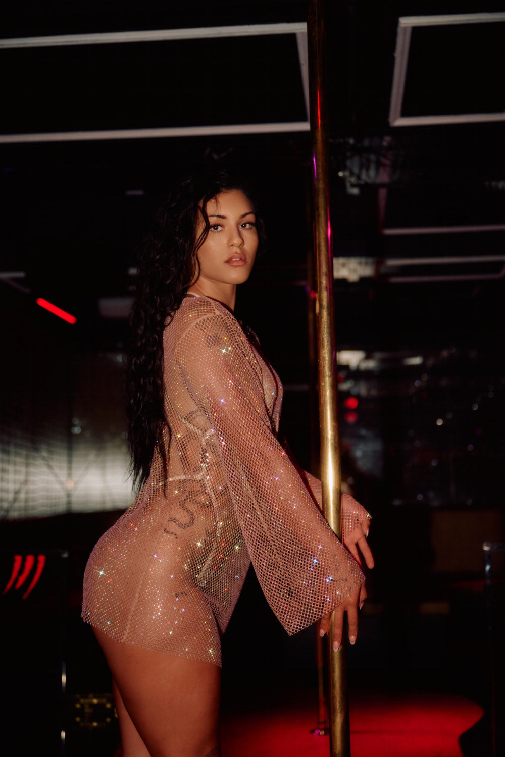 Diamond-drip Fantasy Sleeved Dress - Honey