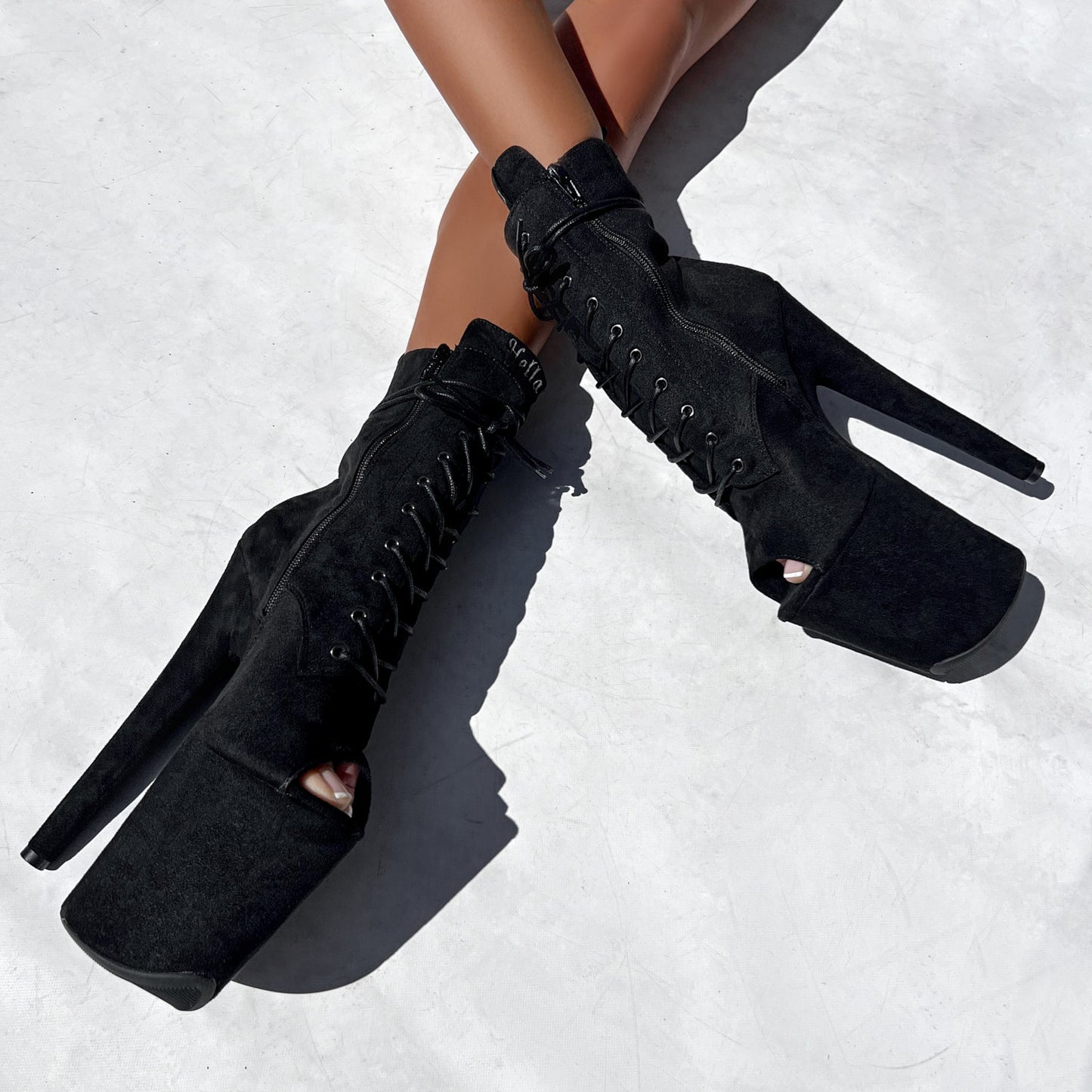 BabyDoll Black Open Toe - 8 INCH