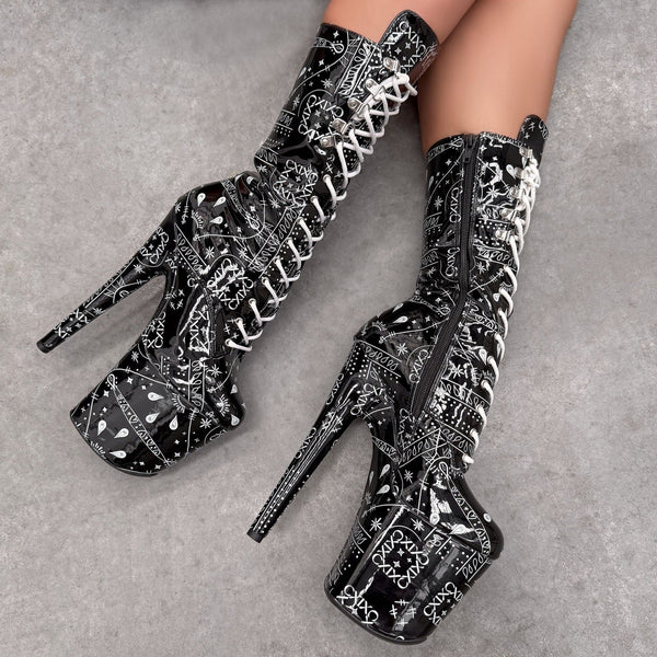 Bandana Baby - Calf Boot - 8INCH - BLACK