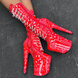 Drop it Like its THOT - Calf Boot - 8INCH - Red