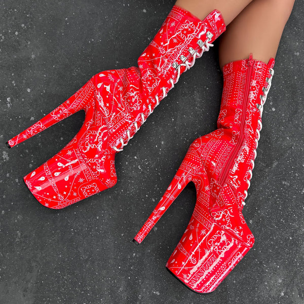 Drop it Like its THOT - Calf Boot - 9INCH - RED