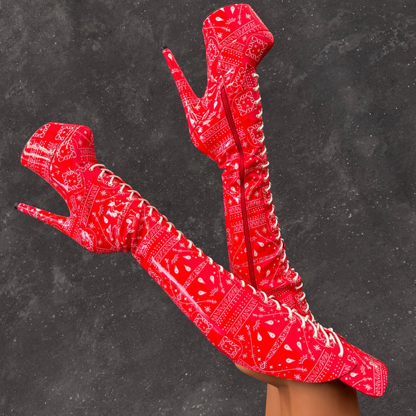 Drop it Like its THOT - Knee Pad Boot - 7INCH - RED