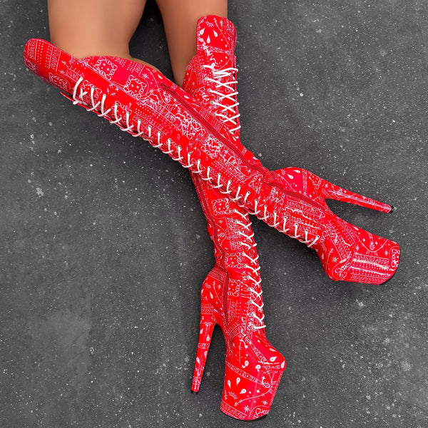 Drop it Like its THOT - Knee Pad Boot - 8INCH - RED
