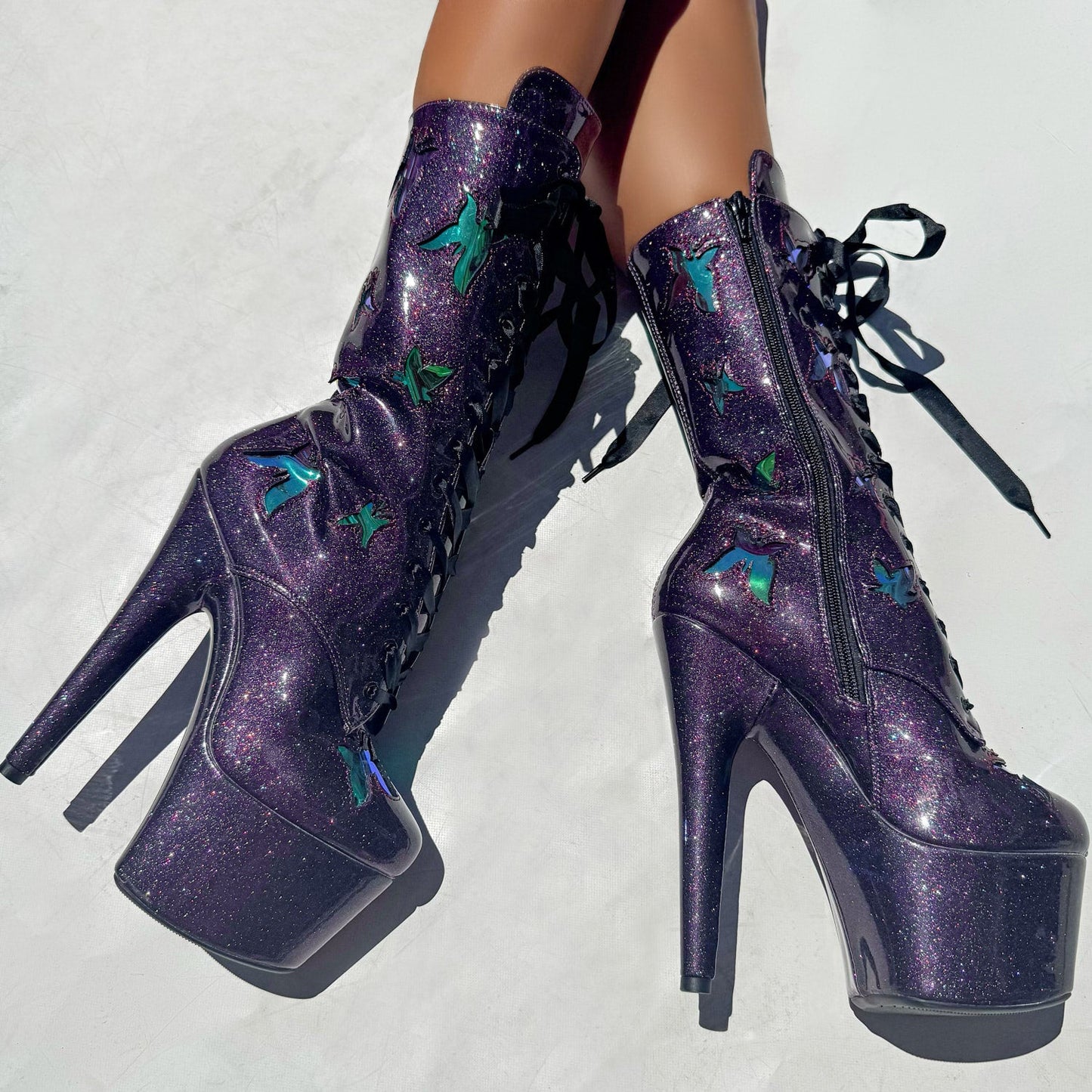 The Glitterati Butterfly Boot - Mystical Purple - 7INCH