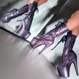 The Glitterati Butterfly Wide Fit  Boot - Mystical Purple - 7INCH