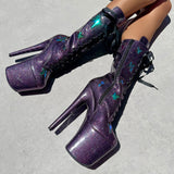 The Glitterati Butterfly Wide Fit  Boot - Mystical Purple - 8INCH