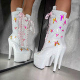 The Glitterati Butterfly Boot - Snow Kween - 7INCH