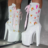 The Glitterati Butterfly Boot - Snow Kween - 8INCH