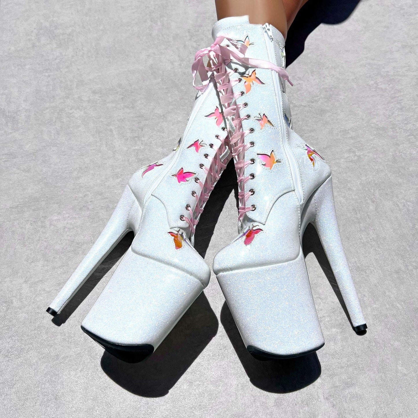 The Glitterati Butterfly Wide Fit  Boot - Snow Kween - 8INCH