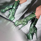 The Glitterati Cosmic Wide Fit  Boot - Emerald Sparkle - 7INCH