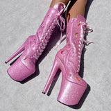 The Glitterati Cosmic Boot - Pink Sparkle - 8INCH