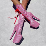 The Glitterati Cosmic Boot - Pink Sparkle - 8INCH