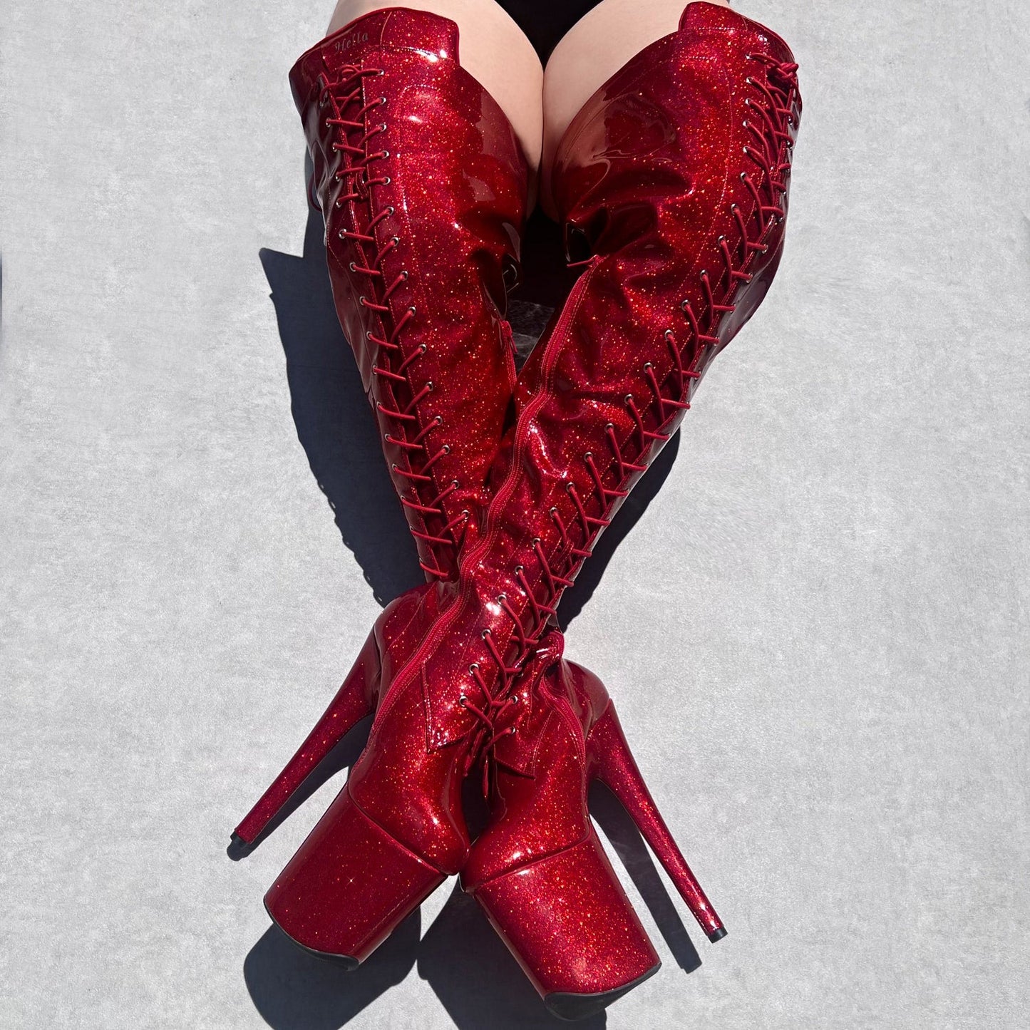 The Glitterati EXTRA THICC Thigh High Front Lace - Kansass - 8 INCH - WIDE FIT