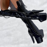 The Glitterati Over Knee Boot - Sin City - 7 INCH