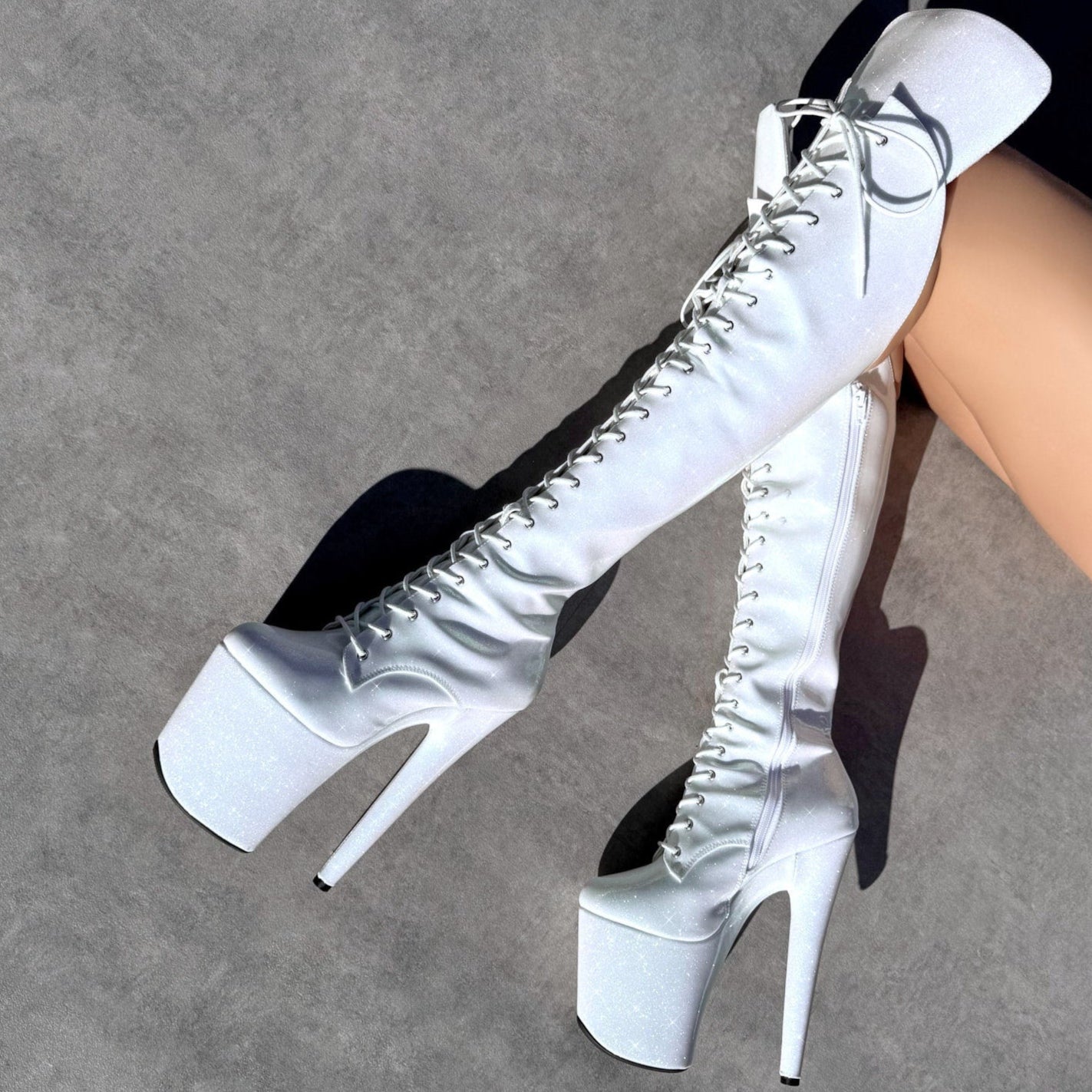 The Glitterati - Snow Kween Over Knee Boot - 8INCH