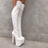 The Glitterati - Snow Kween Over Knee Boot - 8INCH
