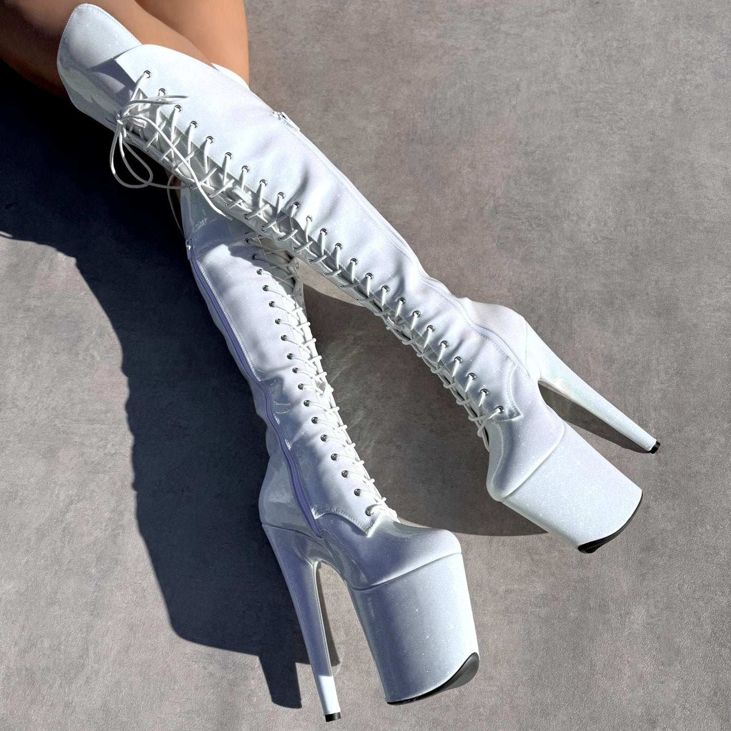 The Glitterati - Snow Kween Over Knee Boot - 8INCH