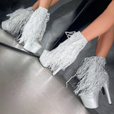 Chrome Cowgirls - Boot - Silver Glitterati - 7INCH